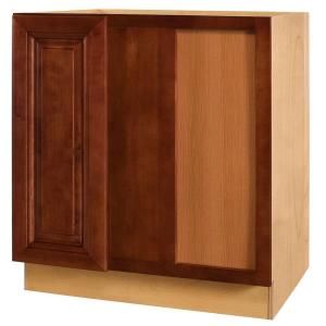 Home Decorators Collection 30x34.5x24 Assembled Base Blind Corner Right Cabinet with Full Height Door in Lyndhurst Cabernet BBCU39R LCB