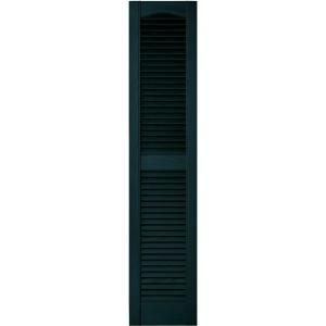 Builders Edge 12 in. x 55 in. Louvered Vinyl Exterior Shutters Pair in #166 Midnight Blue 010120055166