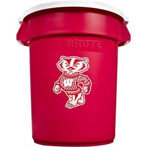 Rubbermaid Commercial Products NCAA Brute 32 gal. University of Wisconsin Trash Container with Lid 1853509