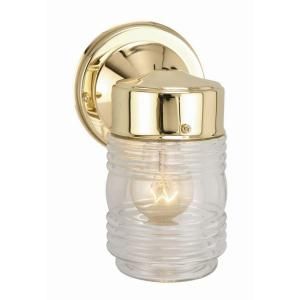 Design House Wall Mount Outdoor Polished Brass Jelly Jar Wall Light 502179