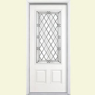 Masonite Halifax Three Quarter Rectangle Primed Smooth Fiberglass Entry Door with Brickmold 46835
