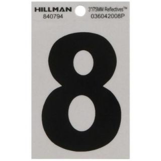 The Hillman Group 3 in. Vinyl Black/Silver Number 8 840794