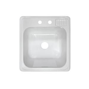 Lyons Industries Laundry Tub Top Mount Acrylic 20x22x12 2 Hole Single Bowl Kitchen Sink in White DLT01