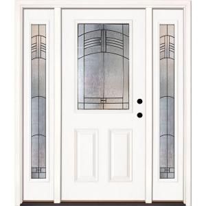 Feather River Doors Rochester Patina Half Lite Primed Smooth Fiberglass Entry Door with Sidelites 873190 3B4
