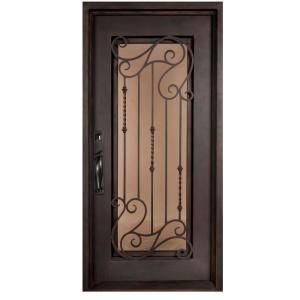 Iron Doors Unlimited Armonia Full Lite Painted Oil Rubbed Bronze Decorative Wrought Iron Entry Door IA4098RSLT