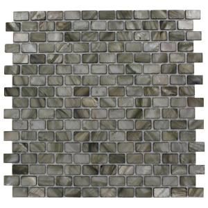 Splashback Tile Tile Mini Brick Pattern 12 in. x 12 in. x 8 mm Mosaic Floor and Wall Tile PITZY BRICK DONEGAL GRAY PEARL