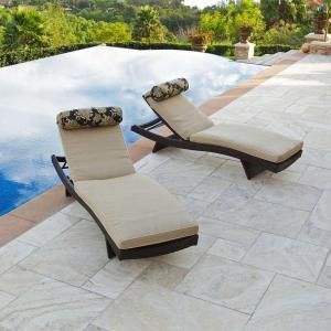 RST Outdoor Deco Wave Patio Chaise Lounge with Delano Beige Cushion and Bolster Pillow (2 Pack) DISCONTINUED OP PELS 2DEL MATT