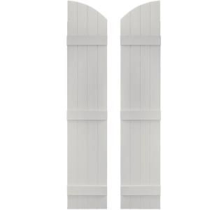 Builders Edge 14 in. x 69 in. Board N Batten Shutters Pair, Four Boards Joined with Arch Top #030 Paintable 090140069030