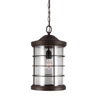 Sea Gull Lighting Sauganash 1 Light Outdoor Heirloom Bronze Pendant with Clear Seeded Glass 6224401 71