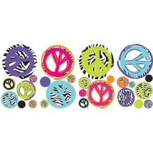 RoomMates Zebra Peace Signs Peel and Stick Wall Decal RMK1860SCS