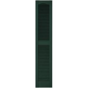 Builders Edge 12 in. x 60 in. Louvered Vinyl Exterior Shutters Pair in #122 Midnight Green 010120060122