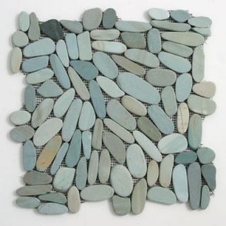Solistone Kuala Batik Blue 12 in. x 12 in. x 12.7mm Natural Stone Pebble Mesh Mounted Mosaic Tile (10.sq.ft/Case) 6015