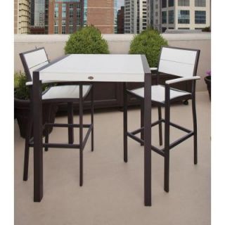 Trex Outdoor Furniture Surf City Textured Bronze 3 Piece Patio Bar Set with Classic White Slats TXS126 1 16CW