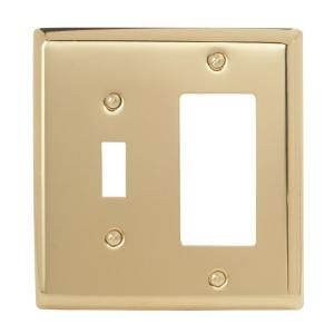 Amerelle Madison 1 Toggle 1 Decorator Wall Plate   Polished Brass 75TRBR