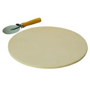 Ecolution 15 in. Kitchen Extras Pizza Stone with Wooden Handle Cutter EKCS 0815