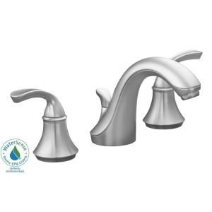KOHLER Forte 8 in. Widespread 2 Handle Low Arc Bathroom Faucet in Brushed Chrome with Sculpted Lever Handles K 10272 4 G