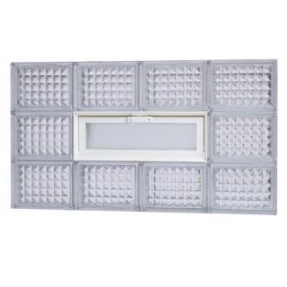 TAFCO WINDOWS 32 in. x 18 in. x 3 in. Diamond Pattern Glass Block Window with Vent D3218V