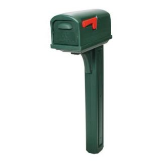 Rubbermaid Classic Plastic Mailbox and Post Combo with Double Door in Green CL10000G