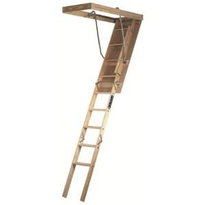 Louisville Ladder Premium Series 7 ft.,   89 ft. 22.5 in x 54 in. Wood Attic Ladder with 250 lb. Maximum Load Capacity S224P