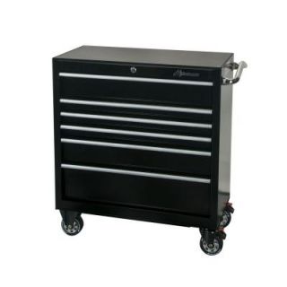 Montezuma 36 in. 6 Drawer Roller Cabinet Toolbox in Black MZ BK3606TC