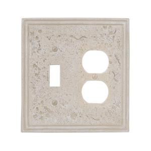 Amerelle Texture Stone 1 Toggle and 1 Duplex Wall Plate   Noce 8349TDA