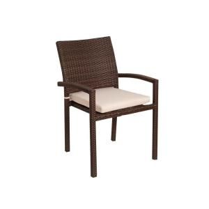 Atlantic Liberty Brown Patio Dining Armchair Set with Off White Cushions (4 Piece) PLI LIBER ARM4 BR_OW