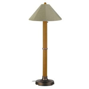 Patio Living Concepts Bahama Weave 60 in. Mocha Cream Floor Lamp with Basil Linen Shade 31164