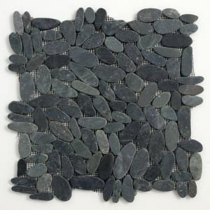 Solistone Kuala Komodo Black 12 in. x 12 in. x 12.7 mm Pebble Mesh Mounted Mosaic Floor & Wall Tile (10 sq.ft./case) 6018