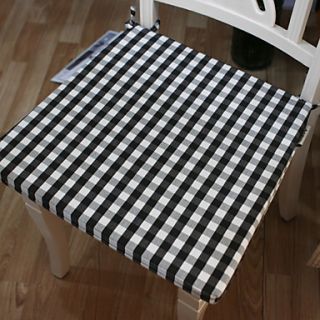 Classic Small Black White Plaid Polyester Chairpad
