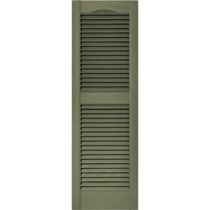 Builders Edge 15 in. x 48 in. Louvered Shutters Pair in #282 Colonial Green 010140048282
