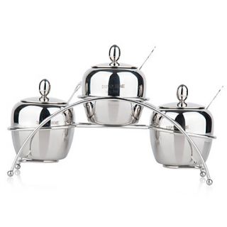 Stainless Steel Spice Box with Rack(Set of 4)