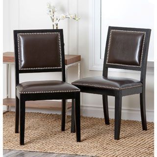 Abbyson Living Monaco Brown Bicast Leather Dining Chairs (set Of 2)