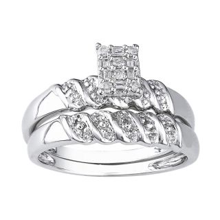1/10 CT. T.W. Diamond Bridal Ring Set, Sterling Silver, White, Womens