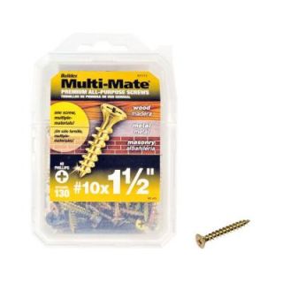 Buildex Multi Mate #10 x 1 1/2 in. Zinc Plated Steel Flat Head Phillips Self Tapping Screws (130 Pack) 21712