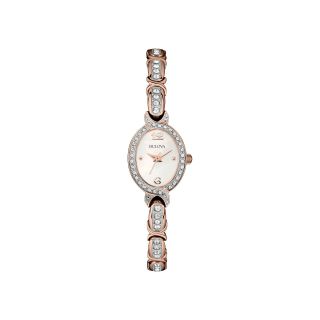 Bulova Womens Oval Crystal Accent Bracelet Watch