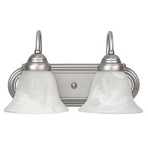 Filament Design 2 Light Matte Nickel Vanity with Faux White Alabaster Glass Shade CLI CPT203395102