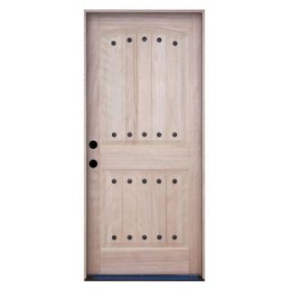 Steves & Sons Rustic 2 Panel Plank Unfinished Mahogany Wood Entry Door with Clavos 2250PKURI