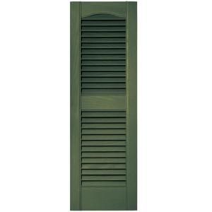Builders Edge 12 in. x 36 in. Louvered Vinyl Exterior Shutters Pair in #283 Moss 010120036283