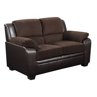 Chocolate Corduroy/ Brown Pvc Loveseat