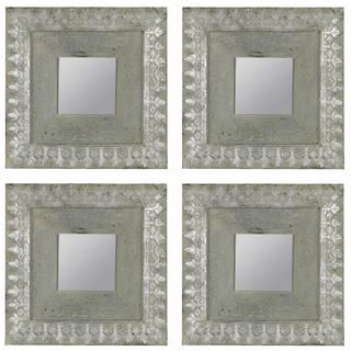 Linell Aged Blue And Silver Square Mirrors (set Of 4)