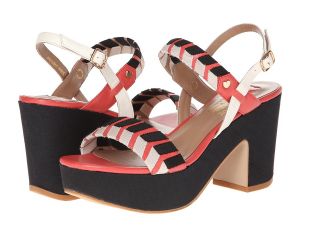 LOVE Moschino Grosgrain Stripe Platform Sandal High Heels (Red)