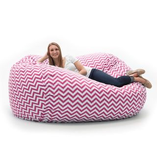 Comfort Research Fufsack Memory Foam Chevron Pink 7 foot Xxl Bean Bag Lounge Chair Pink Size Extra Large