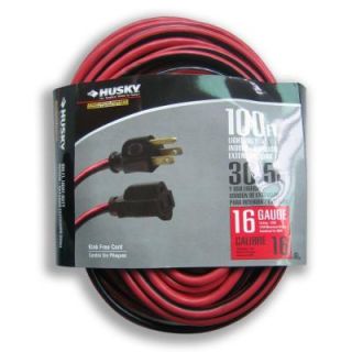 Husky 100 ft. 16/3 SJTW Extension Cord   Red and Black AW62669