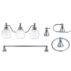 Checkolite 24 in. 3 Light Vanity Bath in a Box Set Including Towel Bar, Tissue Holder, Towel Ring and Robe Hook DISCONTINUED 18383 15
