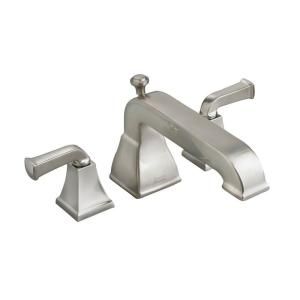 American Standard Town Square 2 Handle Deck Mount Roman Tub Filler in Satin Nickel with Less Personal Shower 2555.920.295