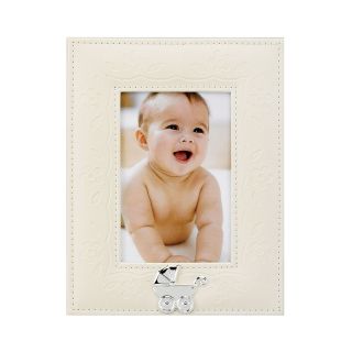 Baby Carriage White Faux Leather 4x6 Picture Frame, Ivory