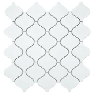 Merola Tile Lantern Matte White 12 1/2 in. x 12 1/2 in. x 5 mm Porcelain Mosaic Floor and Wall Tile (11 sq. ft. /case) FKOLB140