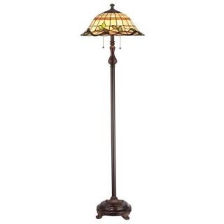 Illumine Designer Collection 60 in. Bronze Floor Lamp with Amber Tiffany Shade DISCONTINUED CLI C61251