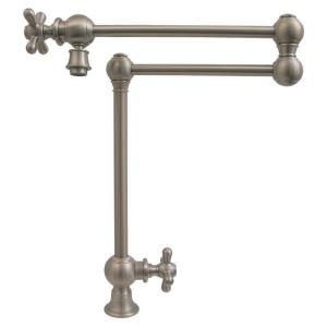 Whitehaus Vintage III Deck Mounted Potfiller with Cross Handle in Brushed Nickel WHKPFDCR3 9555 BN