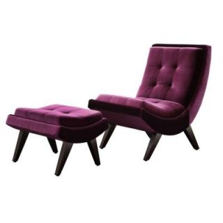 Modern Curved Chair and Ottoman Set in Purple Velvet 40876S350S(3A)